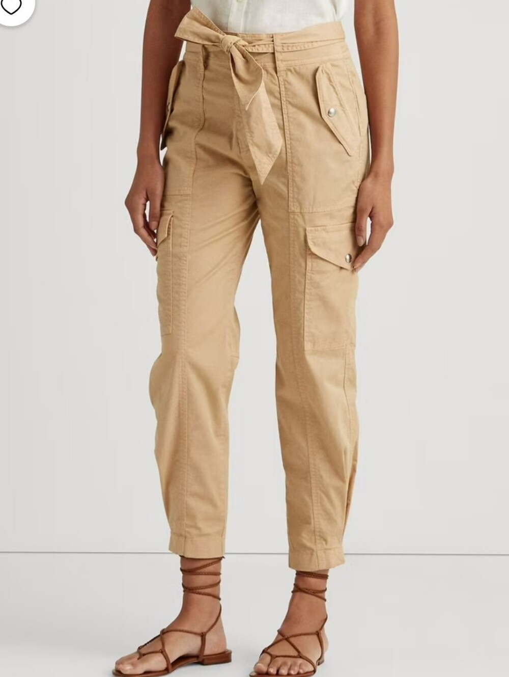 Lauren Ralph Lauren Beige Hiwaisted Cargo Pants